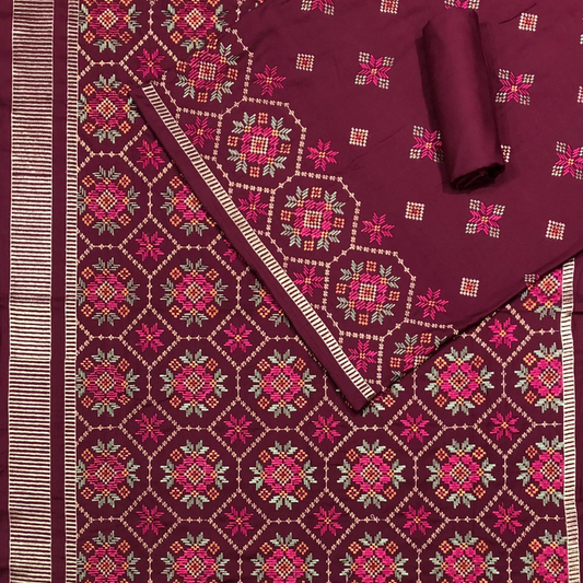 Karandi 3-Piece with Karandi Embroided Shawl